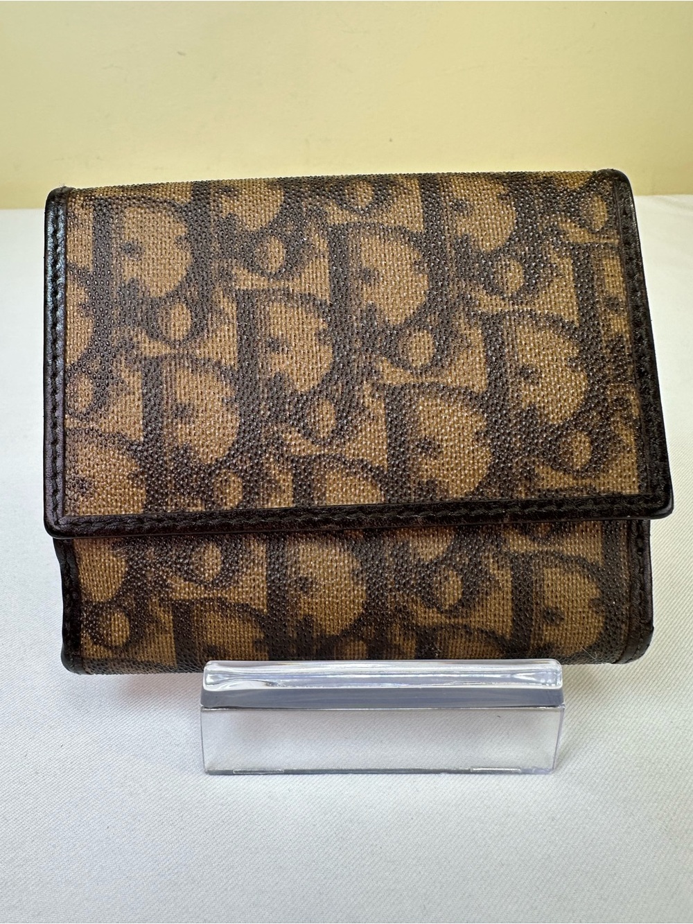 Christian Dior Trotter Monogram Wallet Vintage Brown canvas & leather COA